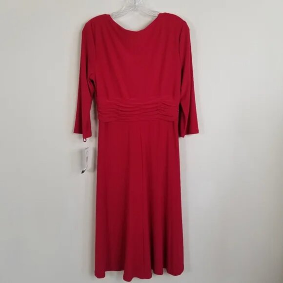 Jones New York Ruby Red Long Sleeve Criss-Cross Surplice Stretch Dress NWT 10 - Picture 4 of 5